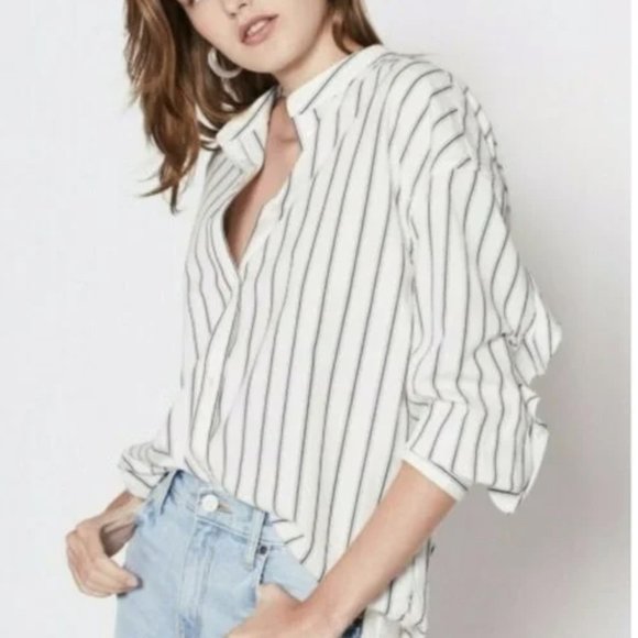 Joie Striped Button Down Long Sleeves Blouse - Picture 1 of 6
